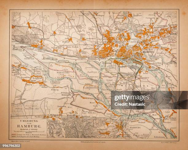 map of hamburg - german dictionary stock illustrations