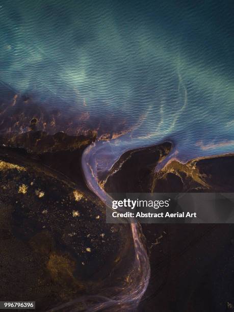 glacial flows into the sea, iceland - multicopter stock pictures, royalty-free photos & images