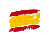 Flag of Spain made of brush strokes. Vector design element.