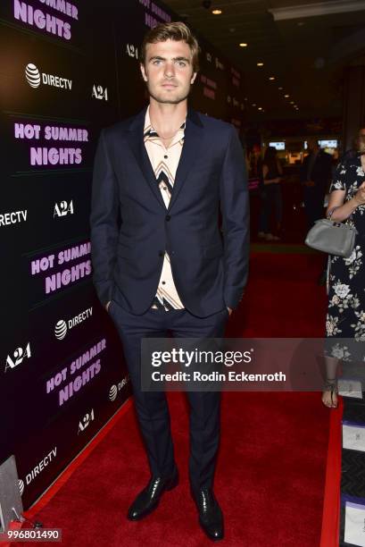 Alex Roe arrives at the screening of A24's "Hot Summer Nights" at Pacific Theatres at The Grove on July 11, 2018 in Los Angeles, California.