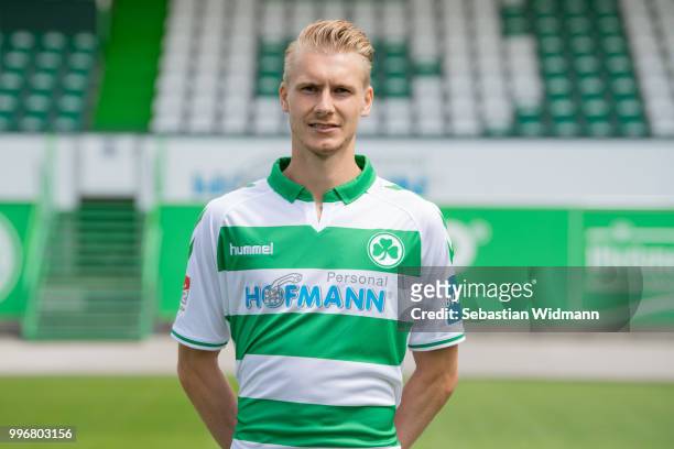 Maximilian Sauer of SpVgg Greuther Fuerth poses during the team presentation at Sportpark Ronhof Thomas Sommer on July 11, 2018 in Fuerth, Germany.