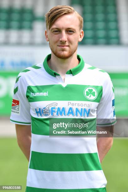 Tobias Mohr of SpVgg Greuther Fuerth poses during the team presentation at Sportpark Ronhof Thomas Sommer on July 11, 2018 in Fuerth, Germany.