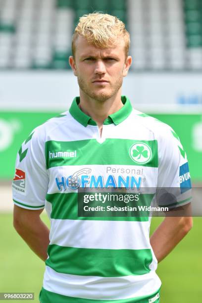 Nik Omladic of SpVgg Greuther Fuerth poses during the team presentation at Sportpark Ronhof Thomas Sommer on July 11, 2018 in Fuerth, Germany.