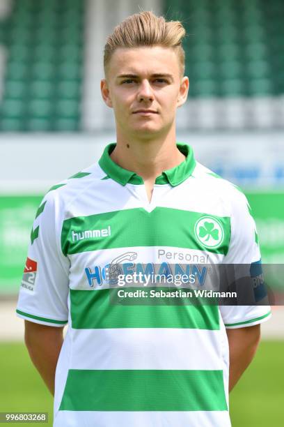 Daniel Steininger of SpVgg Greuther Fuerth poses during the team presentation at Sportpark Ronhof Thomas Sommer on July 11, 2018 in Fuerth, Germany.