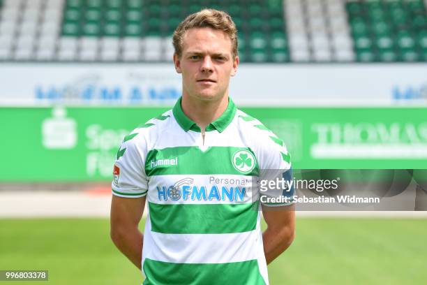 Patrick Sontheimer of SpVgg Greuther Fuerth poses during the team presentation at Sportpark Ronhof Thomas Sommer on July 11, 2018 in Fuerth, Germany.