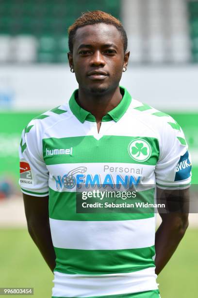 David Atanga of SpVgg Greuther Fuerth poses during the team presentation at Sportpark Ronhof Thomas Sommer on July 11, 2018 in Fuerth, Germany.