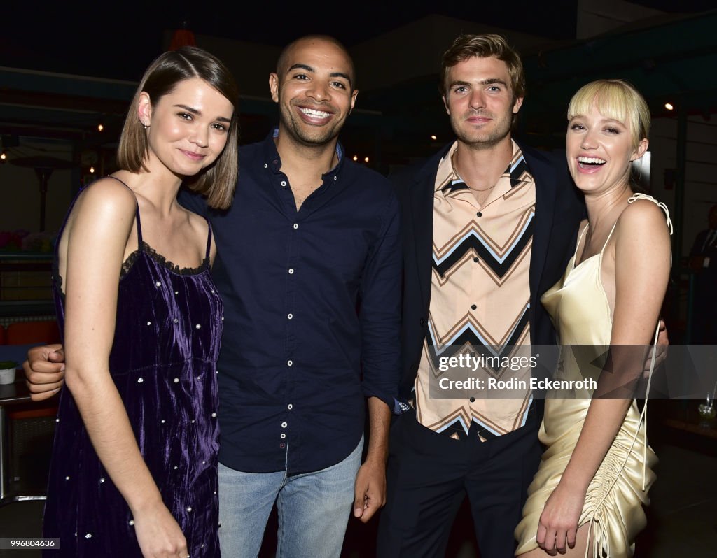 Alex Roe Wife Maia Mitchell, Director Elijah Bynum, Alex Roe, and Maika Monroe pose ...
