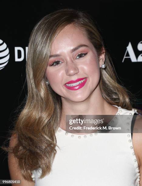 Actresss Brec Bassinger attends the Screening of A24's "Hot Summer Nights" at the Pacific Theatres at The Grove on July 11, 2018 in Los Angeles,...