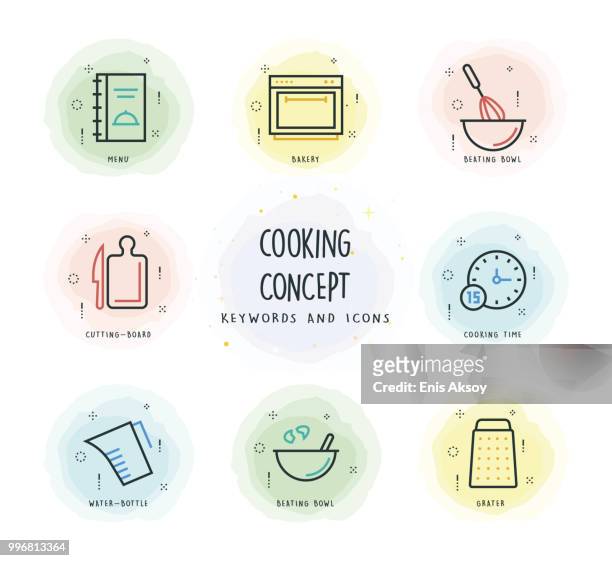 ilustrações de stock, clip art, desenhos animados e ícones de cooking concept - family lunch