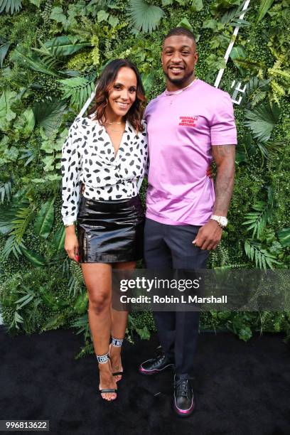 Ashley North and NFL player Dashon Goldson attend Ashley North's Launch of "AN STYLE" Candles at IceLink Boutique and Rooftop Lounge on July 11, 2018...