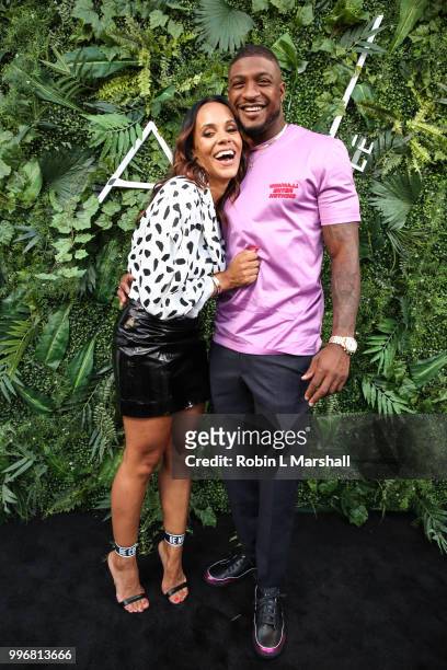 Ashley North and NFL player Dashon Goldson attends Ashley North's Launch of "AN STYLE" Candles at IceLink Boutique and Rooftop Lounge on July 11,...