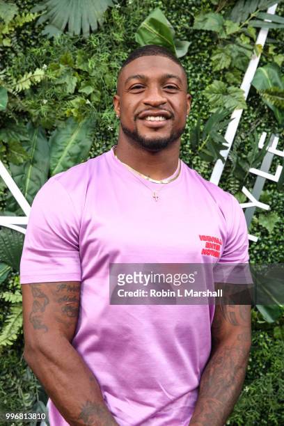 Player Dashon Goldson attends Ashley North's Launch of "AN STYLE" Candles at IceLink Boutique and Rooftop Lounge on July 11, 2018 in West Hollywood,...