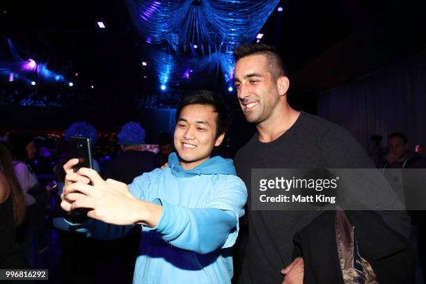 Paul Vaughan interacts with fans during a New South Wales Blues public reception after winning the 2018 State of Origin series at The Star on July...