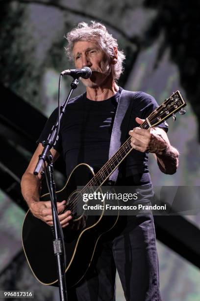 Roger Waters performs on stage during Lucca Summer Festival at Piazza Napoleone on July 11, 2018 in Lucca, Italy.