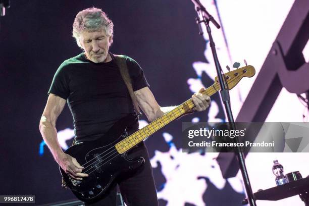 Roger Waters performs on stage during Lucca Summer Festival at Piazza Napoleone on July 11, 2018 in Lucca, Italy.