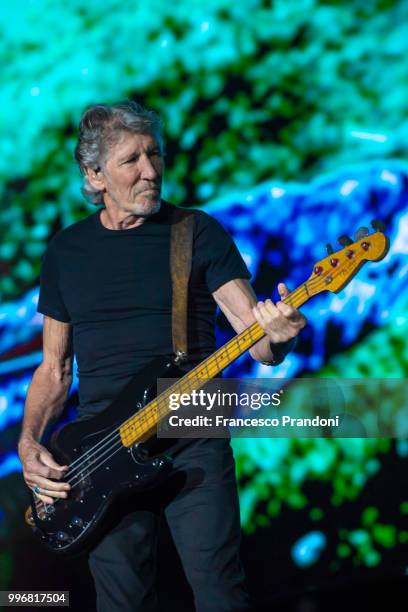 Roger Waters performs on stage during Lucca Summer Festival at Piazza Napoleone on July 11, 2018 in Lucca, Italy.