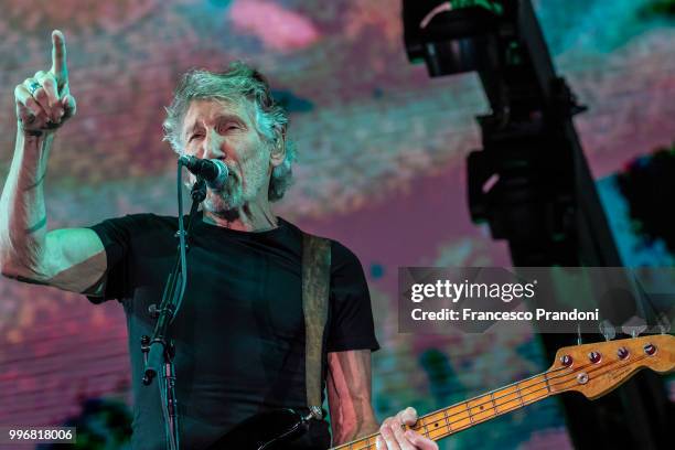 Roger Waters performs on stage during Lucca Summer Festival at Piazza Napoleone on July 11, 2018 in Lucca, Italy.