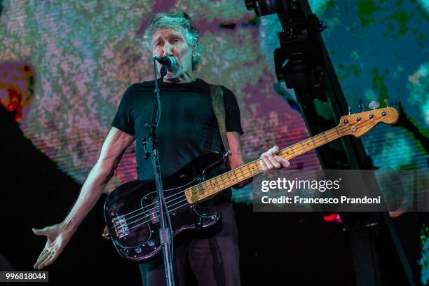 Roger Waters performs on stage during Lucca Summer Festival at Piazza Napoleone on July 11, 2018 in Lucca, Italy.