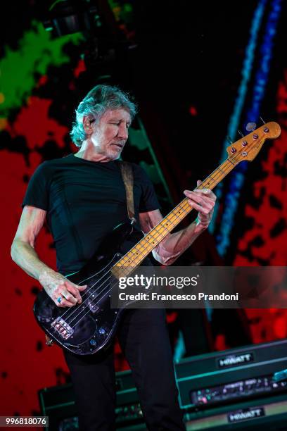 Roger Waters performs on stage during Lucca Summer Festival at Piazza Napoleone on July 11, 2018 in Lucca, Italy.