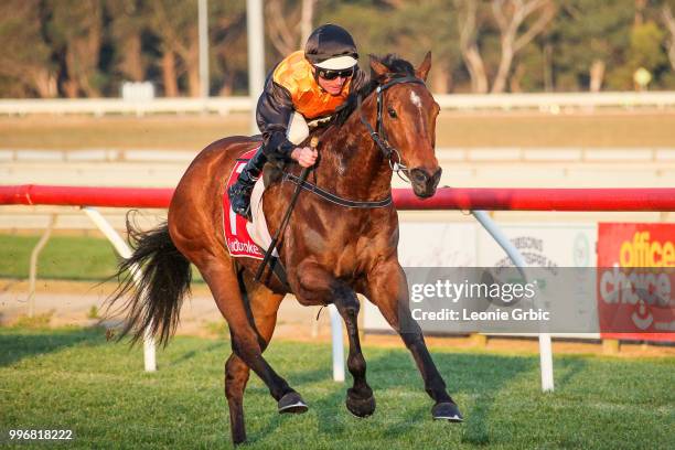 Rox The Castle ridden by Luke Nolen wins the Gippsland Funeral Services BM64 Handicap at Sale Racecourse on July 12, 2018 in Sale, Australia.