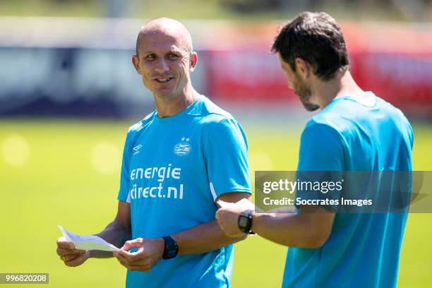 Reinier Robbemond of PSV, Mark van Bommel of PSV during the PSV training on July 11, 2018 in Bagnes Switzerland