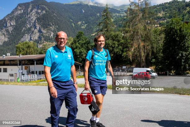 Mart van den Heuvel of PSV, Wart van Zoest of PSV during the PSV training on July 11, 2018 in Bagnes Switzerland