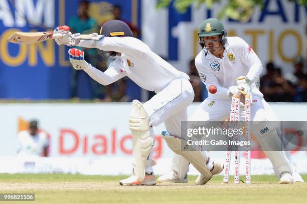 Sri Lankan batsman Dhanajaya de Silva bowled out during day 1 of the 1st Test match between Sri Lanka and South Africa at Galle International Stadium...
