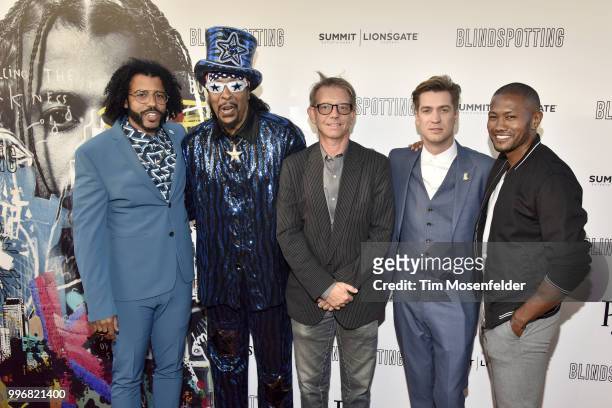 Daveed Diggs, Bootsy Collins, Keith Calder and Rafael Casal attend the premiere of Summit Entertainment's "Blindspotting" at The Grand Lake Theater...
