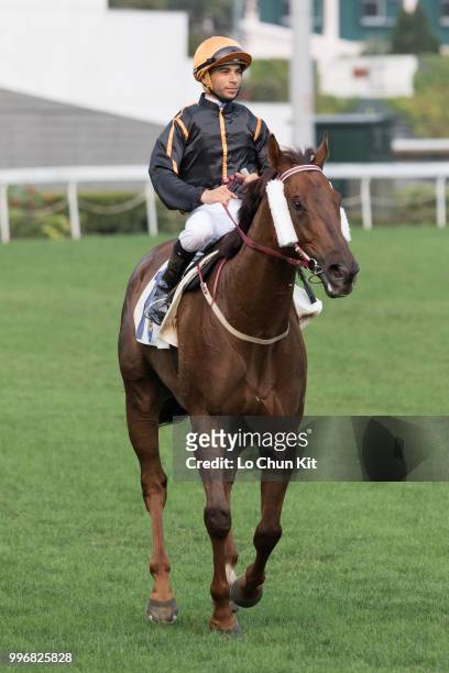 Jockey Joao Moreira riding Able Friend wins Race 7 The Chairman's Trophy at Sha Tin racecourse on April 7 , 2015 in Hong Kong.