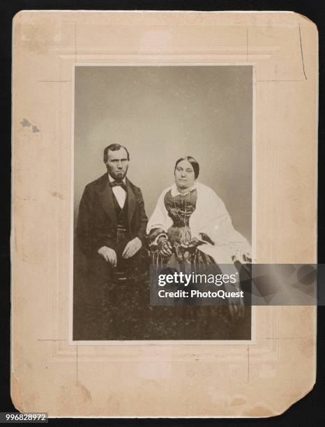 Portrait of Scottish-born American married couple Allan and Joan Pinkerton , 1855. He was a cooper, a US Civil War-era spy, and founded of the...