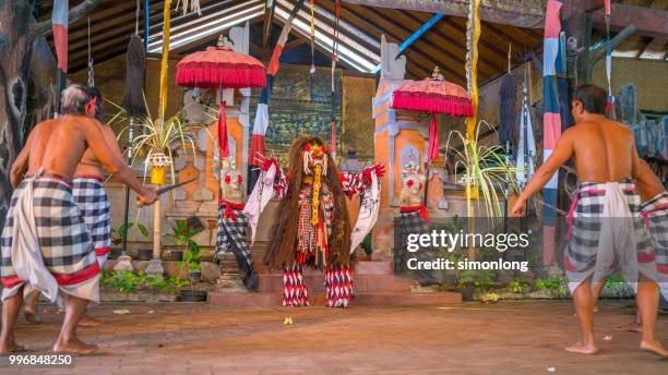 balinese barong dance performance - denpasar stock pictures, royalty-free photos & images