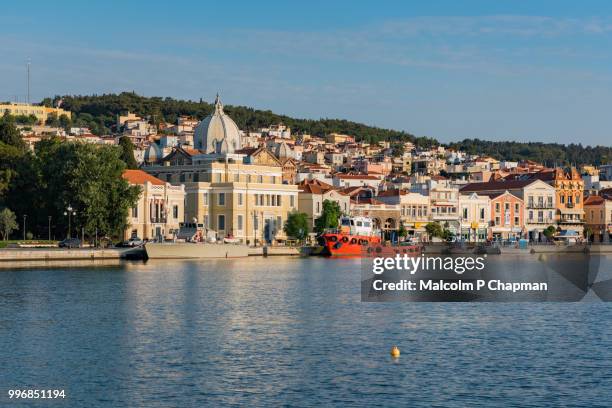 harbour and town, mytilene, lesvos, greece - cambodia malcolm p chapman or malcolm chapman stock-fotos und bilder