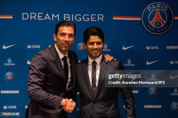 Nasser El Khelaifi , PSG President, during the press conference introducing the new player from Paris Saint Germain , former Juventus and Italian...