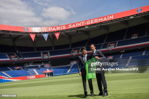 Nasser El Khelaifi , PSG President, during the press conference introducing the new player from Paris Saint Germain , former Juventus and Italian...