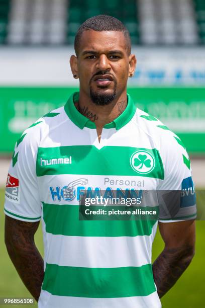 July 2018, Germany, Fuerth: Photo session with SpVgg Greuther Fuerth, season 2018/19. SpVgg Greuther Fuerth player, Daniel Keita-Ruel. Photo: Daniel...