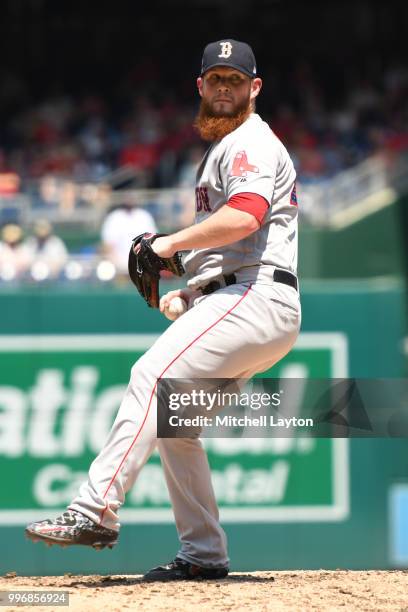 Craig Kimbrel of the Boston Red Sox pitches during a baseball game against the Washington Nationals at Nationals Park on July 4, 2018 in Washington,...