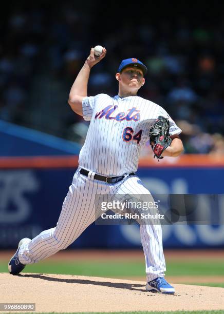 Pitcher Chris Flexen of the New York Mets in action against the Tampa Bay Rays during a game at Citi Field on July 8, 2018 in the Flushing...