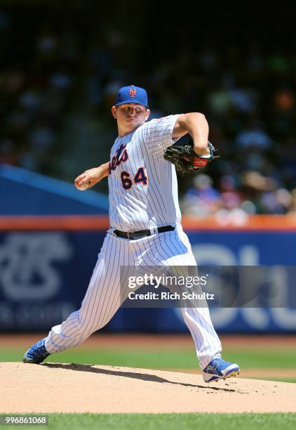 Pitcher Chris Flexen of the New York Mets in action against the Tampa Bay Rays during a game at Citi Field on July 8, 2018 in the Flushing...