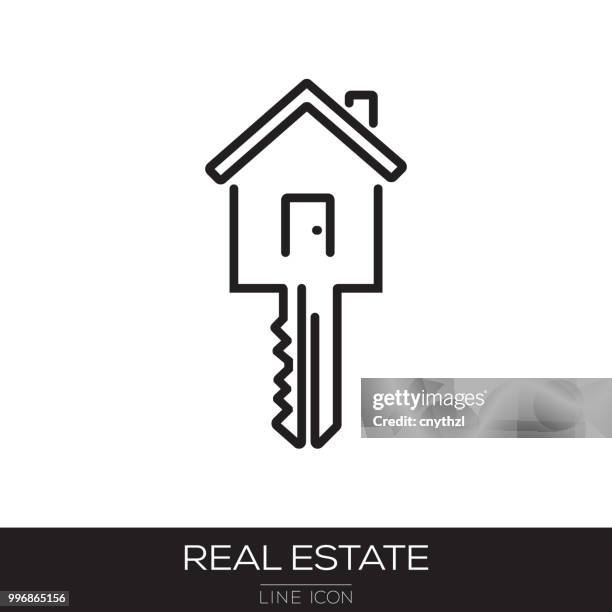 immobilien liniensymbol - schlüssel suchen stock-grafiken, -clipart, -cartoons und -symbole