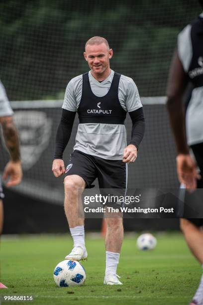 United's forward Wayne Rooney is seen during practice at RFK Stadium training grounds on Friday, July 6 in Washington, D.C.