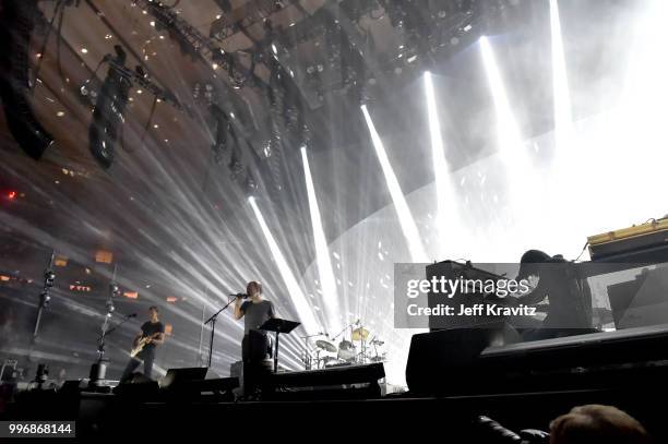 Ed O'Brien, Thom Yorke, Philip Selway,Jonny Greenwood of Radiohead performs at Madison Square Garden on July 11, 2018 in New York City, NY.