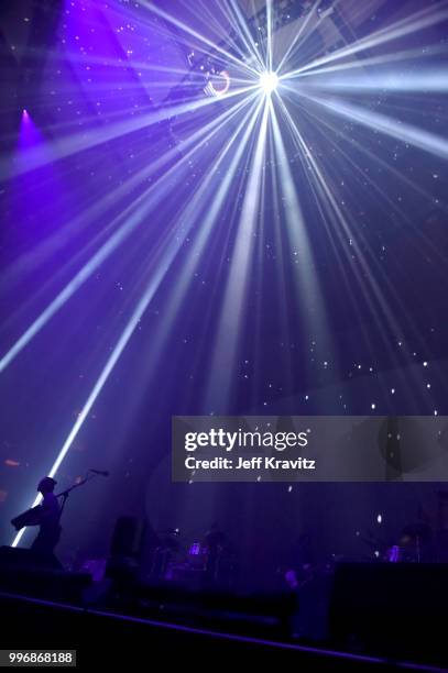 Jonny Greenwood,Thom Yorke of Radiohead performs at Madison Square Garden on July 11, 2018 in New York City, NY.