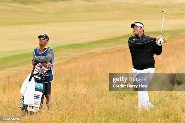 Kiradech Aphibarnrat of Thailand takes his second shot on hole one during day one of the Aberdeen Standard Investments Scottish Open at Gullane Golf...