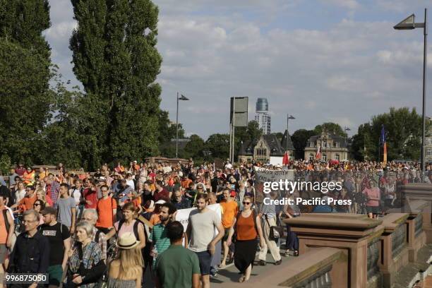 Around 800 protesters marched through Frankfurt to protest against the politics of the German government and the EU of closed borders and the...