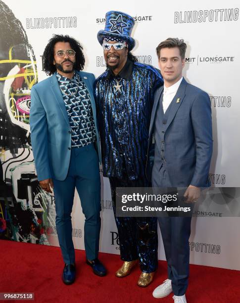 Actor & Co-Writer Daveed Diggs, Musician Bootsy Collins and Actor & Co-Writer Rafael Casal attend the Premiere of Summit Entertainment's...