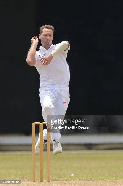 Dale Steyn of South Africa bowling during the day one of a two-day practice match between the Sri Lanka Board Xl and South African team at P Sara...