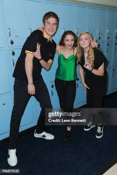 Bo Burnham, Joey King and Elsie Fisher attend the Screening Of A24's "Eighth Grade" - Arrivals at Le Conte Middle School on July 11, 2018 in Los...