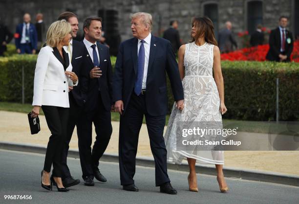 French First Lady Brigitte Macron, Gauthier Destenay, Luxembourg Prime Minister Xavier Bettel, U.S. President Donald Trump and U.S. First Lady...