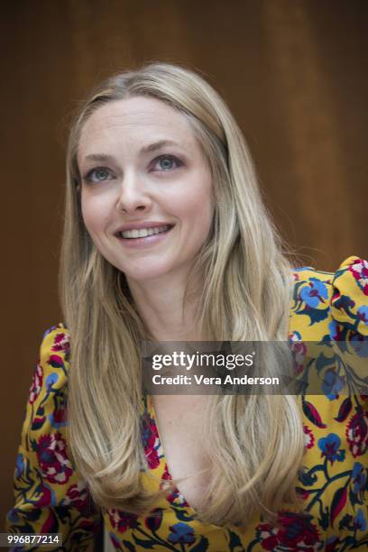 Amanda Seyfried at the "Mamma Mia! Here We Go Again" Press Conference at the Grand Hotel on July 11, 2018 in Stockholm, Sweden.