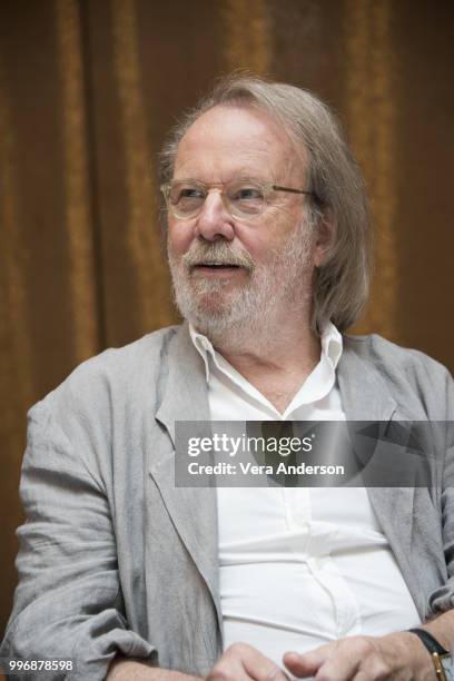 Benny Andersson of ABBA at the "Mamma Mia! Here We Go Again" Press Conference at the Grand Hotel on July 11, 2018 in Stockholm, Sweden.